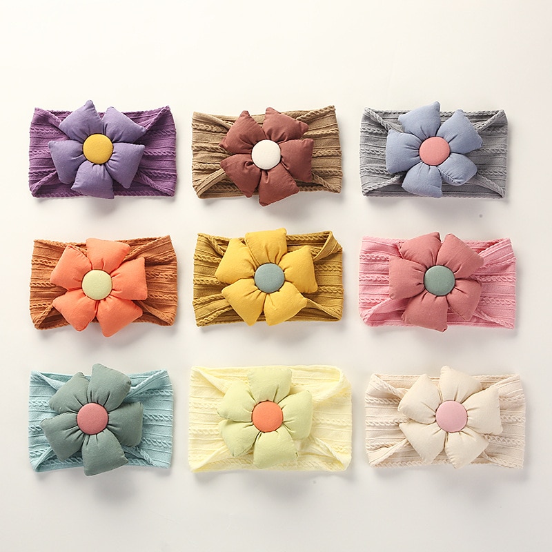 Headband Flowers Girl Turban Baby Head Bands Jacquard Bandages For Kids Kawaii Accessories Girls Hair Band Newborn Photo Props