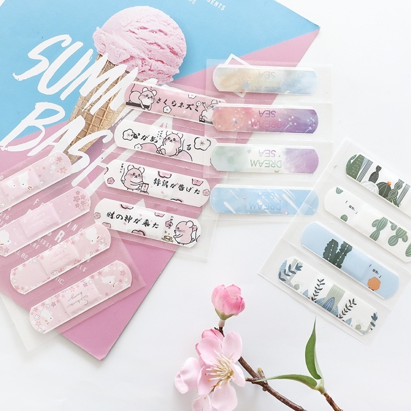 12Pcs Waterproof Breathable Cute Cartoon Band Aid Hemostasis Adhesive Bandages First Emergency Kit For Kids Children