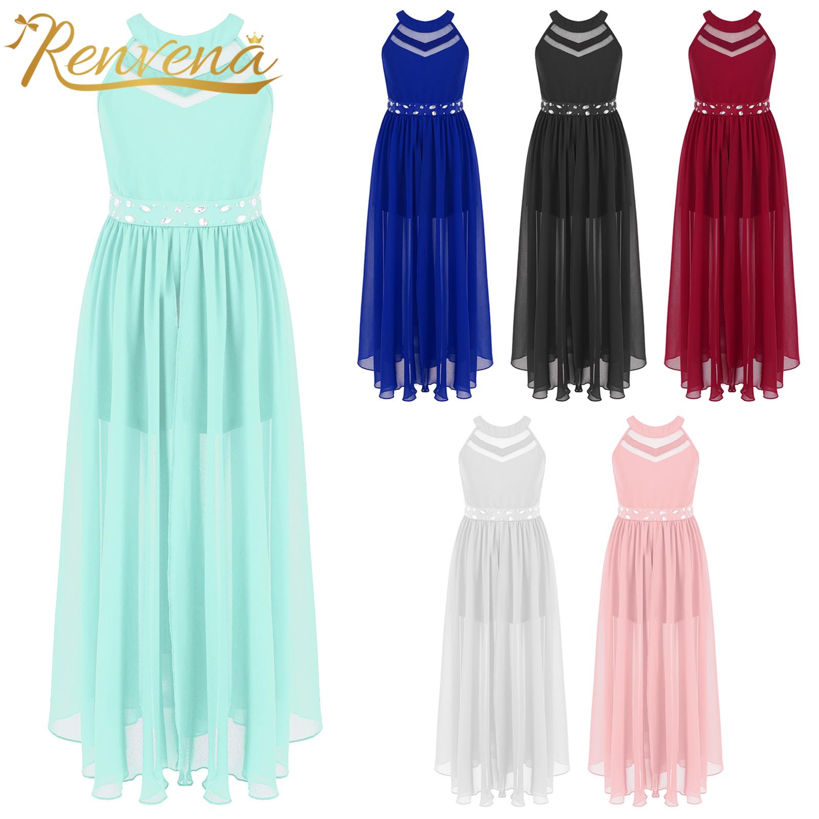 Summer Princess Dress for Girls Kids Teens Sleeveless Shiny Rhinestone Rompers Chiffon Dress Children Wedding Party Dresses