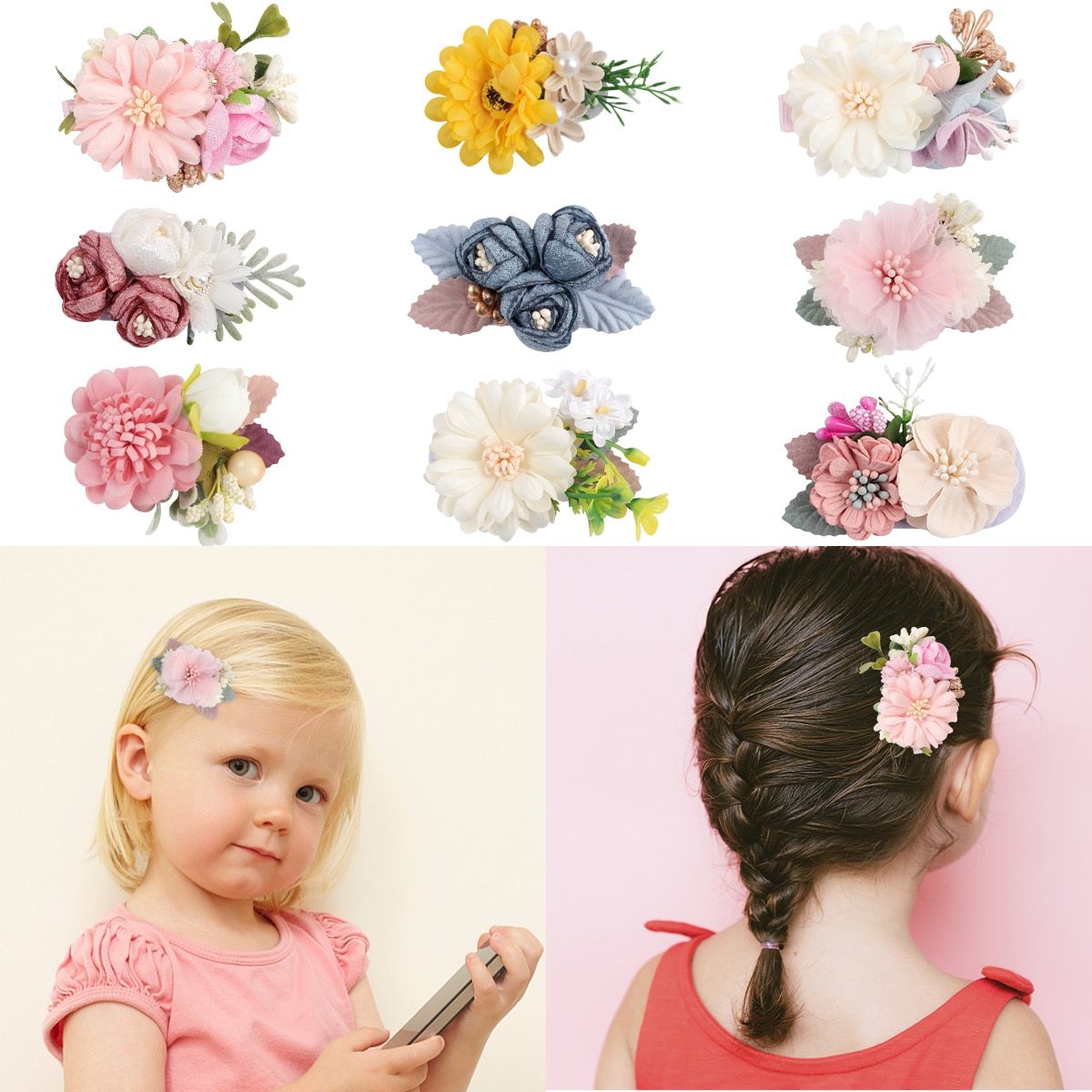 New Pearl Hair Clips for Baby Girl Chiffon Flower Hair Pins for Toddler Baby Floral Hair Accessories заколки для девочек 2022
