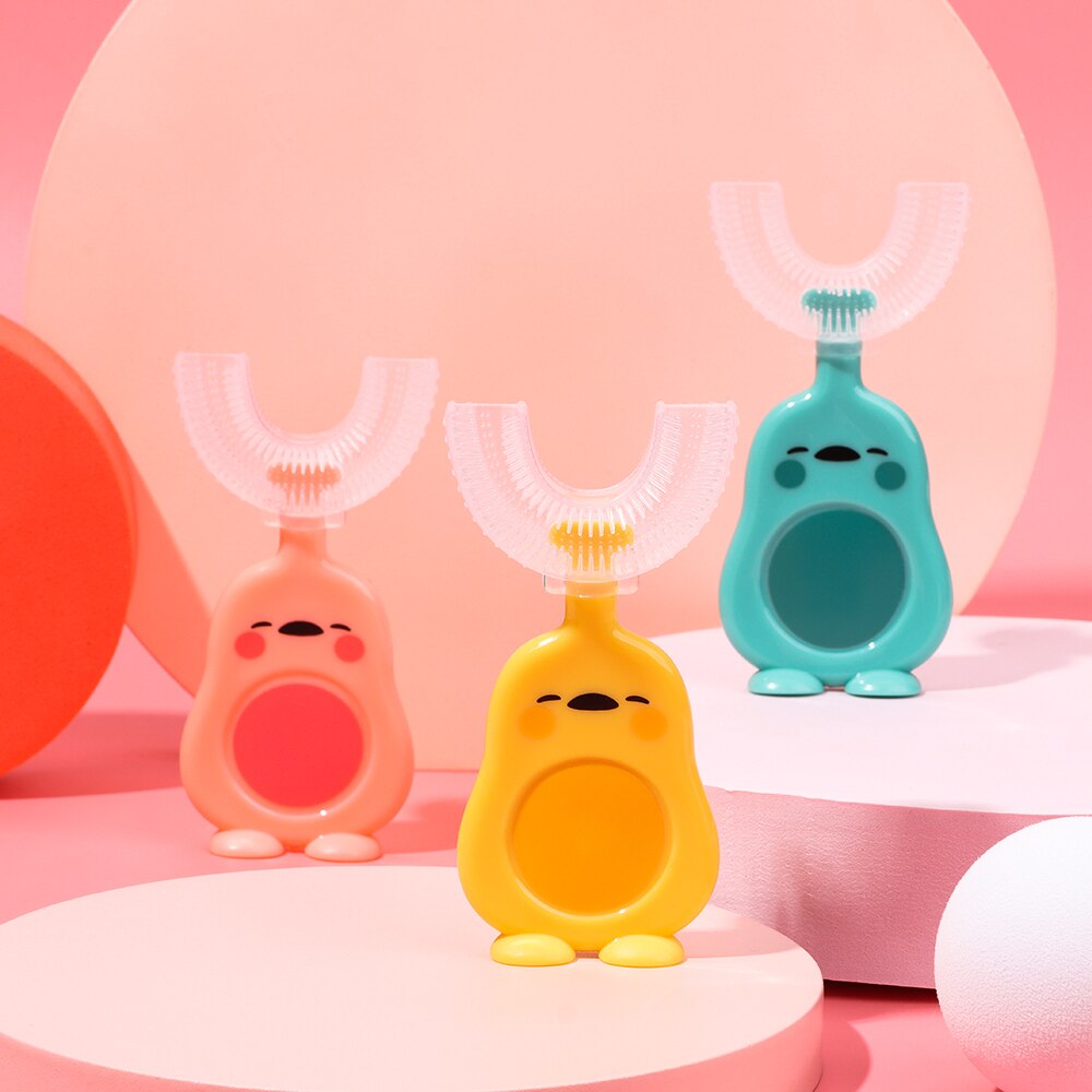 360° New Baby Mouth Toothbrush Children Dental Oral Care Tooth Brush Tool Baby Kids U Shape Silicone Toothbrushes For 2-13years