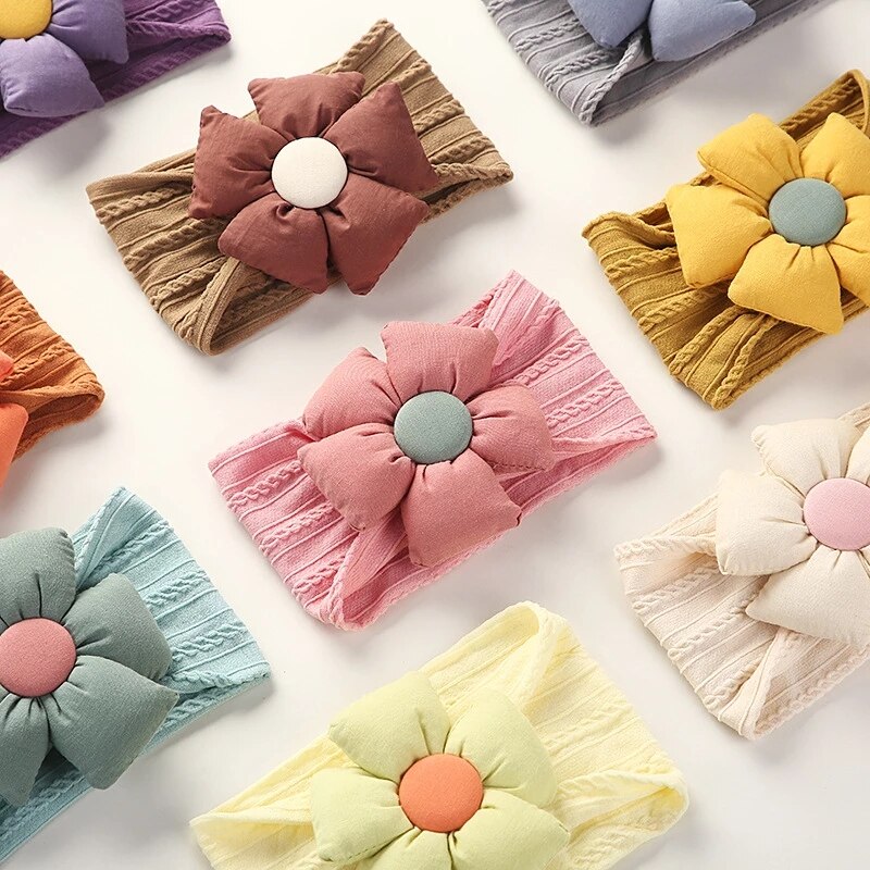 Girls Flowers Headband for Baby Turban HeadBands Jacquard Bandages For Kids Kawaii Accessories Girls Hair Band Newborn PhotoProp