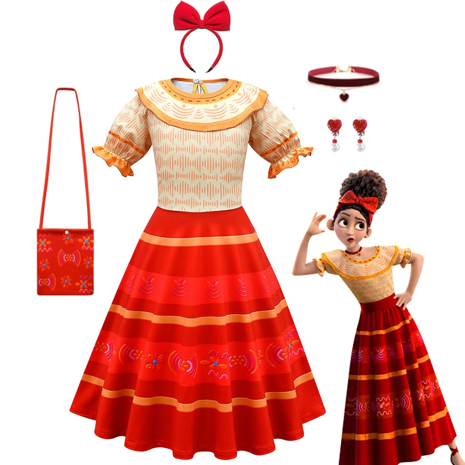 2022 Girls Encanto Mirabel Madrigal Dress Charm Kids Party Cosplay Costume Children Fancy Dolores Isabela Princess Dresses