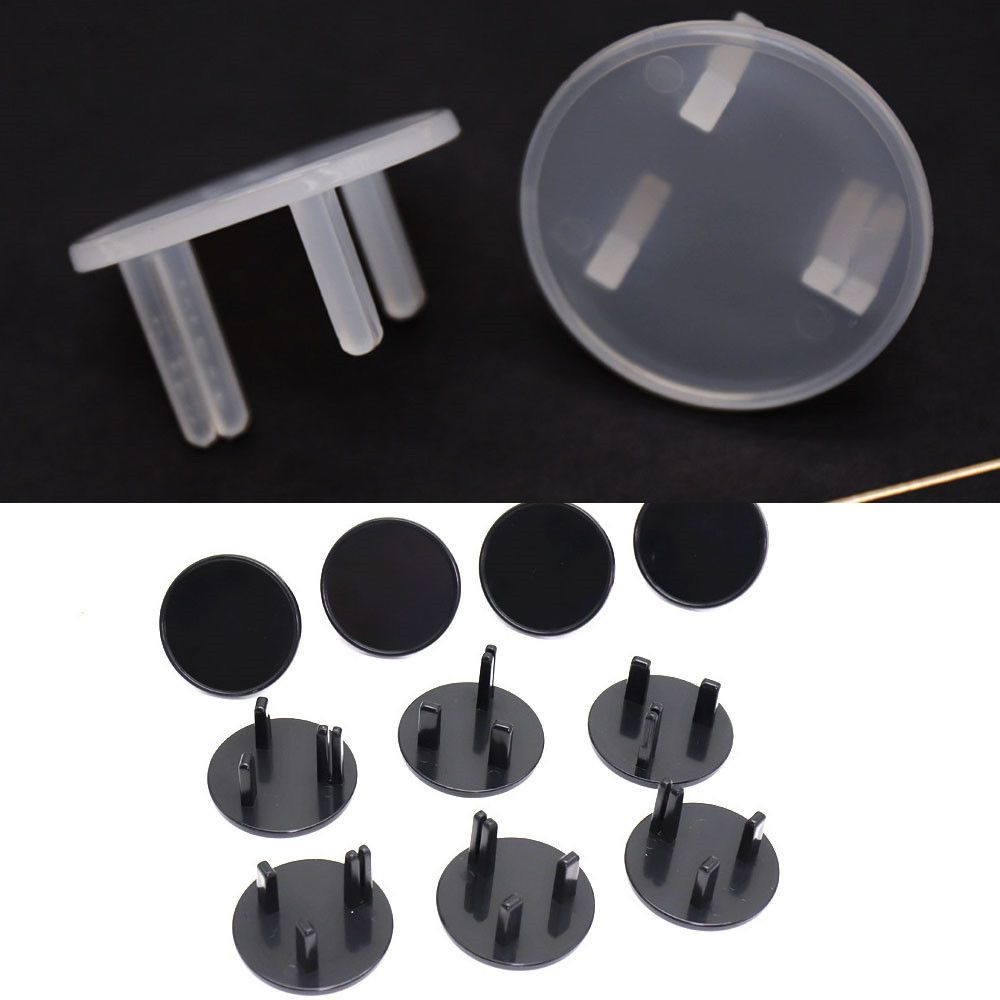 Black Baby ABS Round Shape Safety Power Protection Cover Plug Cover 10Pcs UK Power Socket Guard Protector