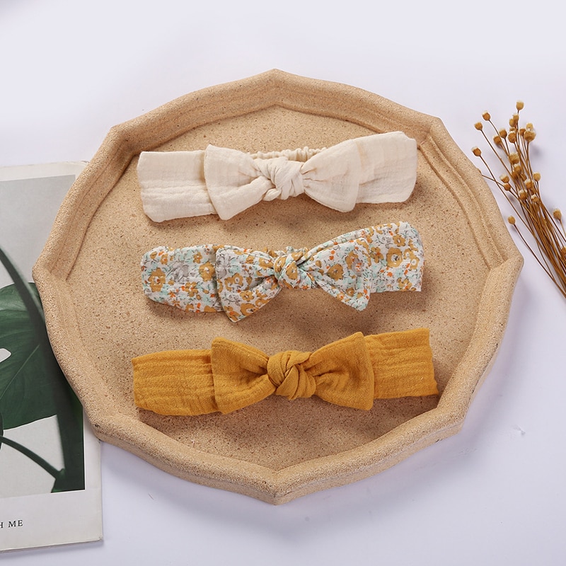 3Pcs/Set Hair Elastics Headband Bunny Ears Turban Baby Child Girl Headbands Cotton Band Floral Print Knot Accesories Newborn