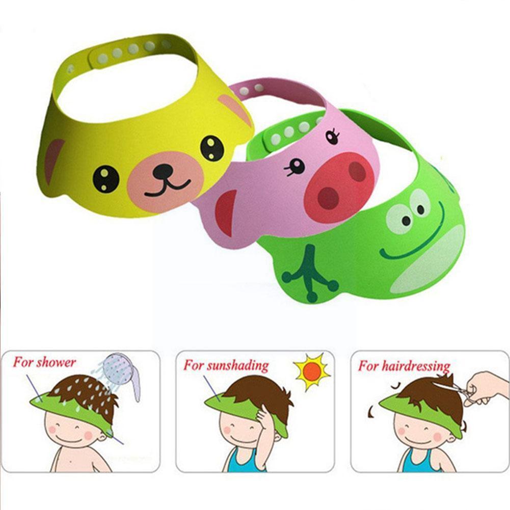 3 Color Baby Shower Cap Adjustable Hair Wash Hat For Kids Ear Protection Safe Children Shampoo Bathing Shower Protect Head R0D0