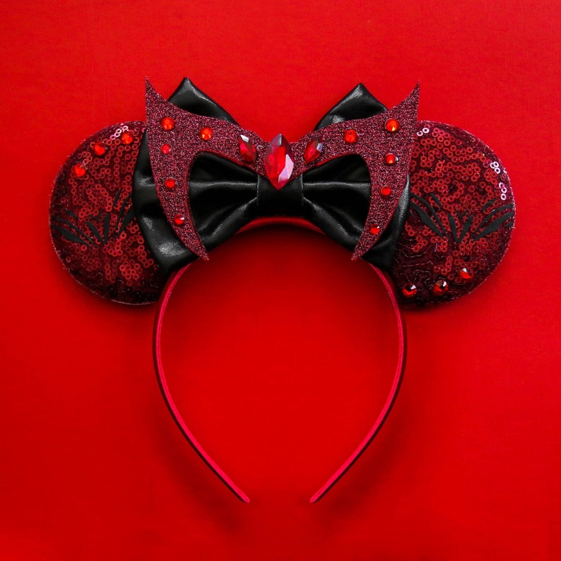 Scarlet Witch Inspired Mickey Minnie Mouse Ears Headband Wanda Vision Ears Wanda Maximoff Ears