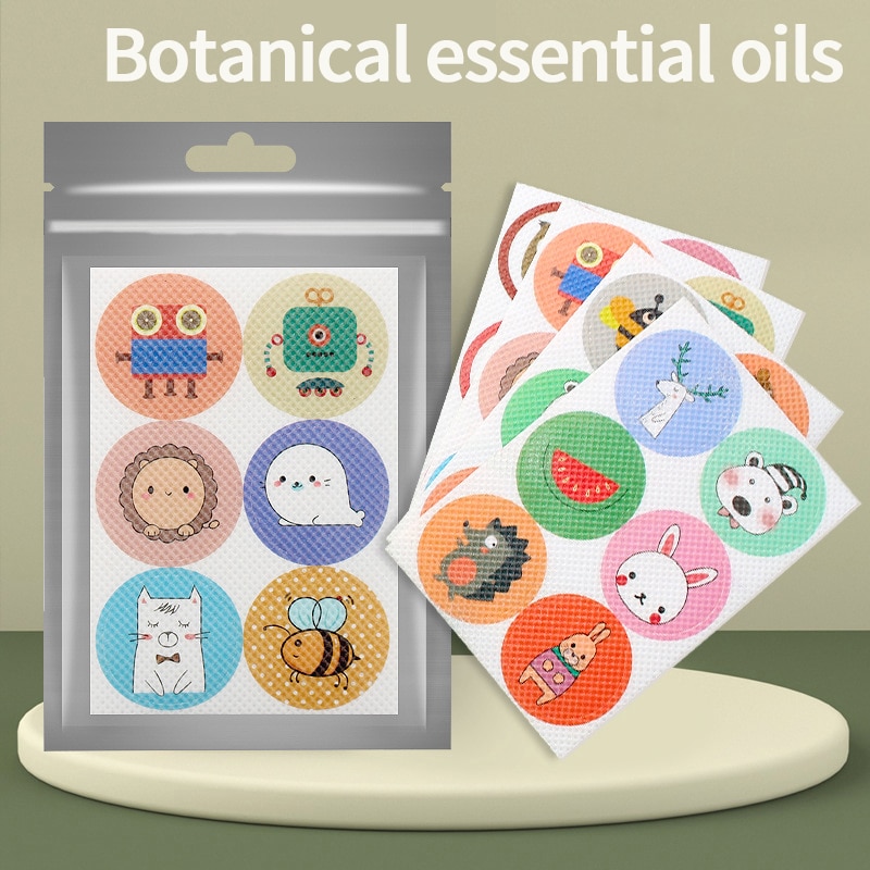 36/60pcs Baby Cartoon Repellent Stickers Summer Anti-Mosquito Bites Patch Pure Botanical Essential Oil Stickers for Outdoor