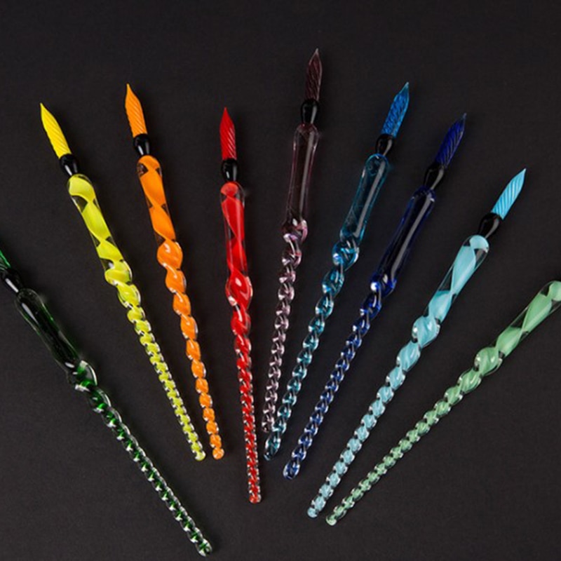 New Vintage Portable Glass Dip Dipping Pen Holder Fountain Pens Handmade Transparent Glass Signature Filling Ink Dip Writing Pen