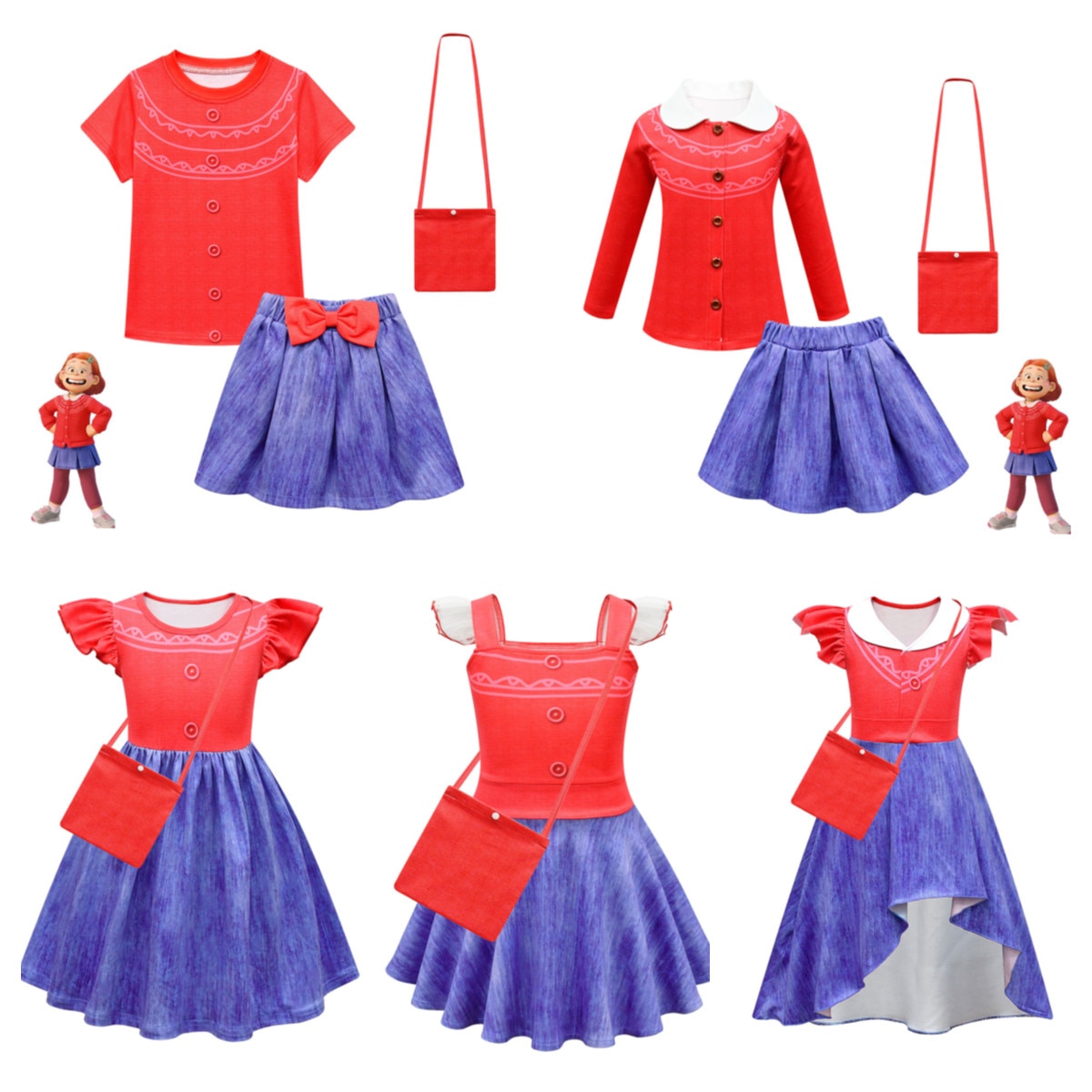 Girls Turning Red Cosplay Costume Mei Dresses Charm Children Princess Clothes Vestidos Set Summer Party Dress