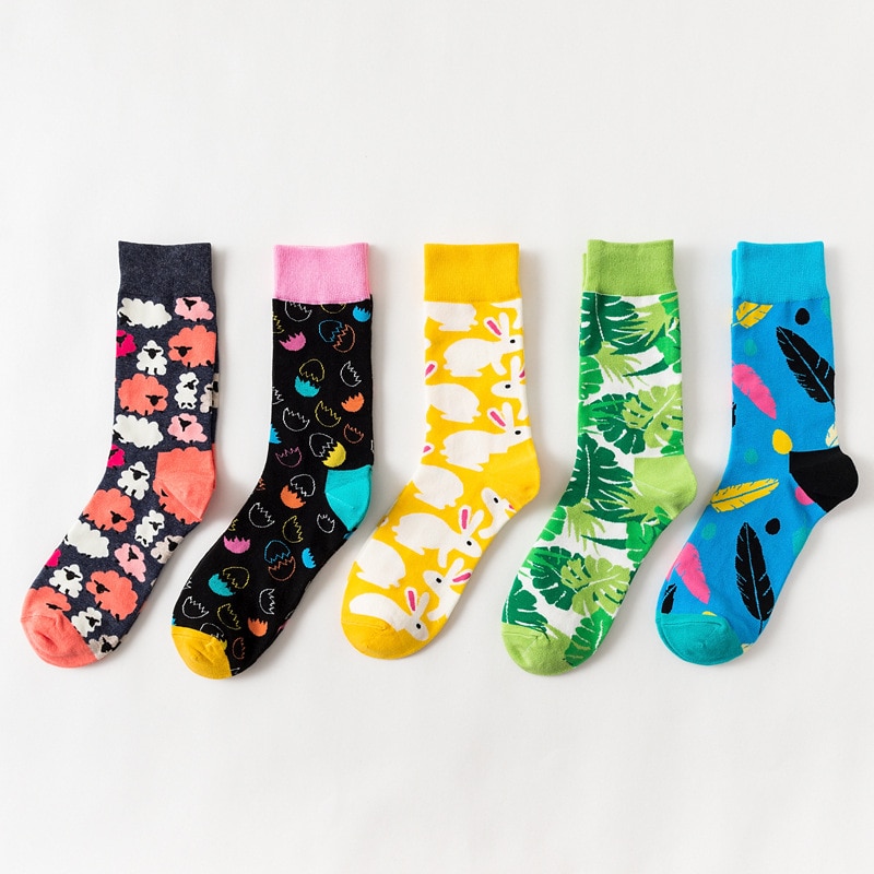 Man Socks Funny Happy Fashion Casual Women Socks Easter Egg Sheep Rabbit Couple Cotton Socks Hiphop Harajuku Kawaii Chaussette