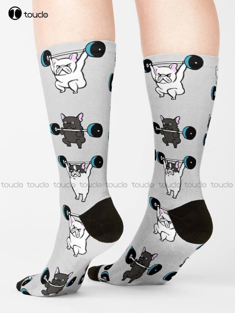 Fitness French Bulldog Lifting Lifting Frenchie Socks Mens Socks Size Cute Pattern Funny Autumn Best Cartoon Christmas Gift Art