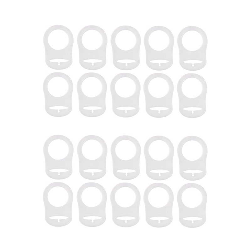 20 Pcs Button Silicone Ring Mam Pacifier Holder Mannequin Clip Adapter Transparent