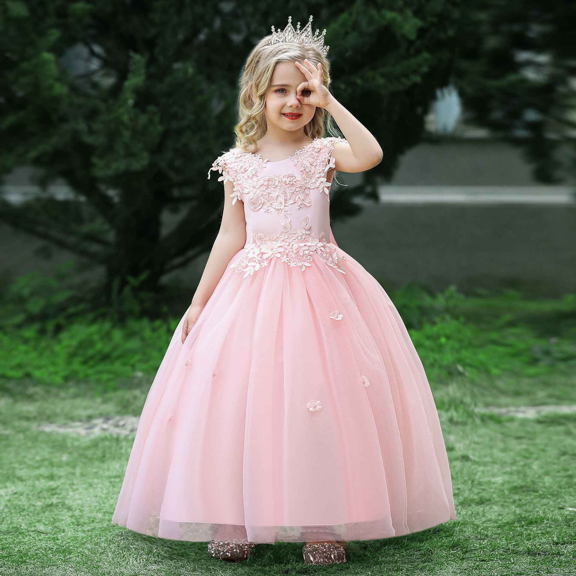 2022 New Summer Elegant Flower Girls Dress Children Wedding Birthday Party Princess Fashion Kids Clothes Girl's Ceremonial 