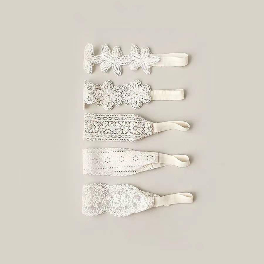 0-3 Year Newborn Baby Girl Elastic Headbands Toddler Turban Hair Band White Lace Flower Baby Girls Princess Hair Accessories