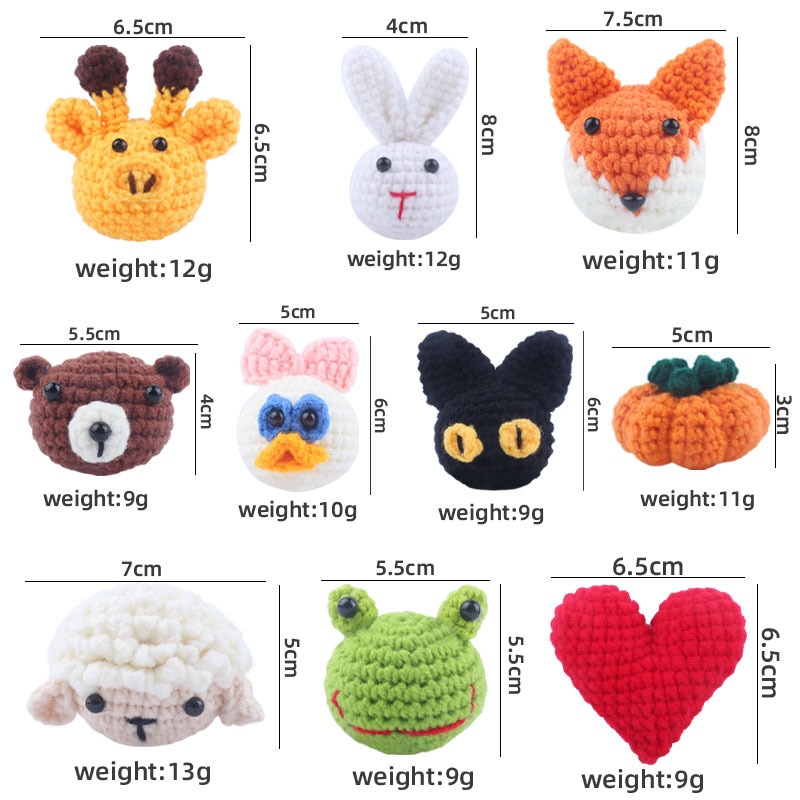 Handmade Crochet Animal Head Knitting Beads DIY Baby Pacifier Chain Chewable Accessories Infant Newborn Teether Sensory Toy Gift