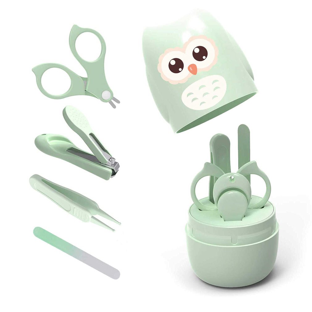 Nieuwe 4 In 1 Nail Care Kit Met Leuke Case Nagelknipper Schaar Nail File Pincet Manicure Set Pedicure Set voor Pasgeborenen