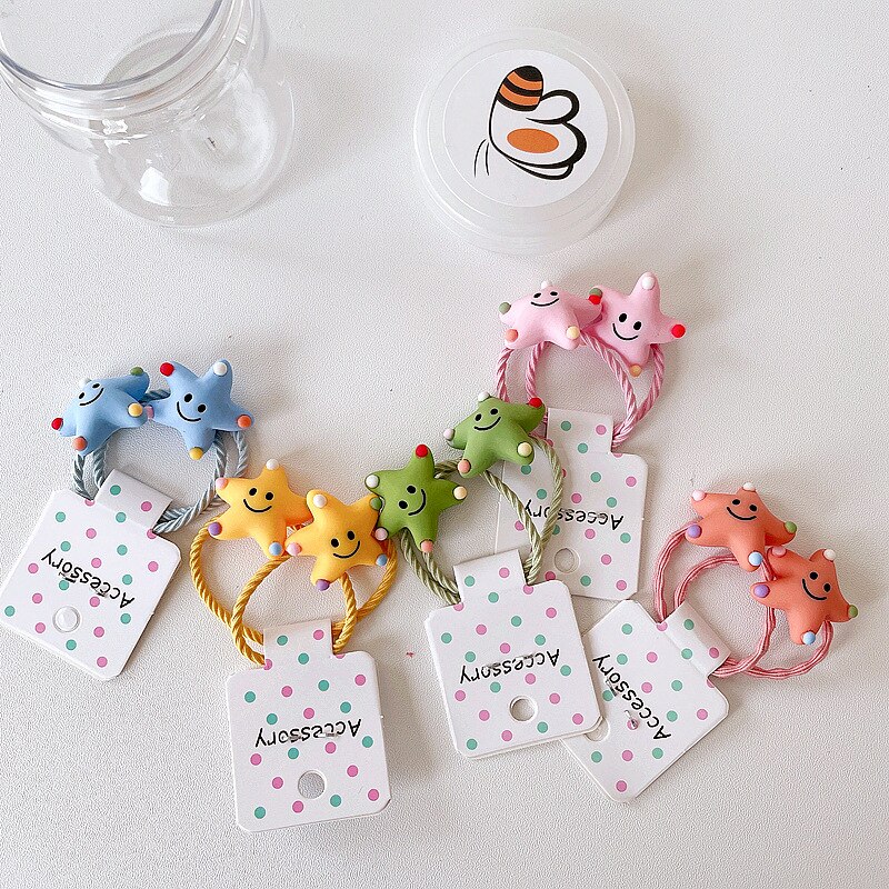 New Cute Colorful Hair Band Cartoon Kids Hair Rope Starfish Girl Rubber Bands Hair Elastics Hair Accessories Gift