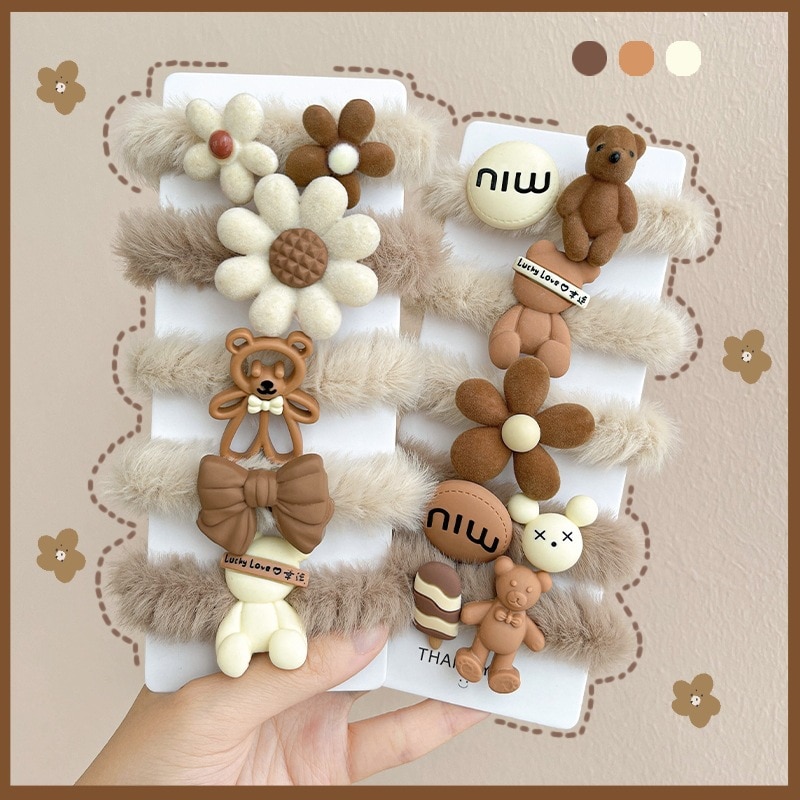 5ocs/set Winter Toddler Girl Hair Rope Cute Cartoon Animal Fashion Elastic Hair Band for Kids Girl Kawaii Hair Accessories