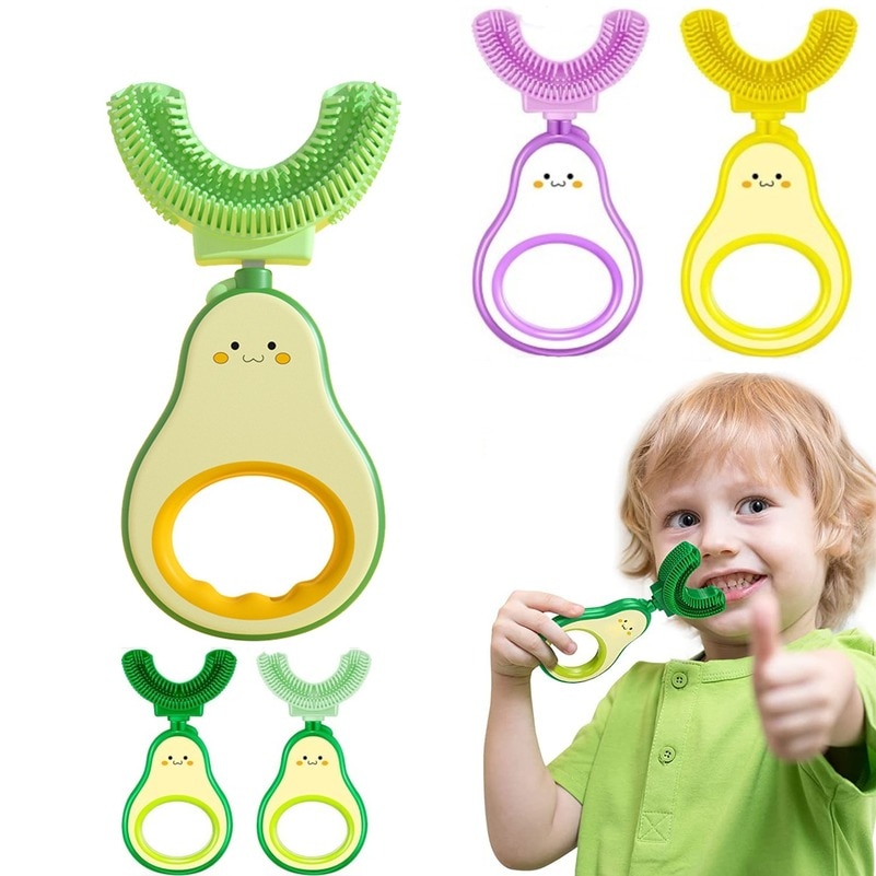 Baby Toothbrush Kids U Shape Tooth Brush Boy Girl Silicone Teeth Child Oral Care Tools Infant Newborn Avocado Teether Teethbrush