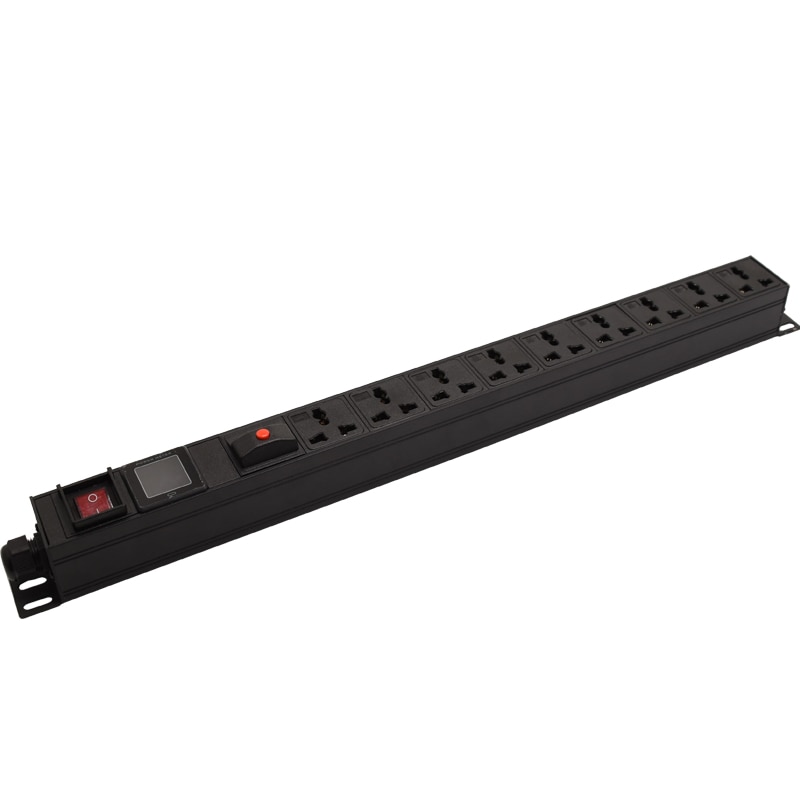 PDU Power Strip Distribution Unit Cabinet 9 Way AC Universal Socket Overload Break Switch Ammeter configuration 2m Cord