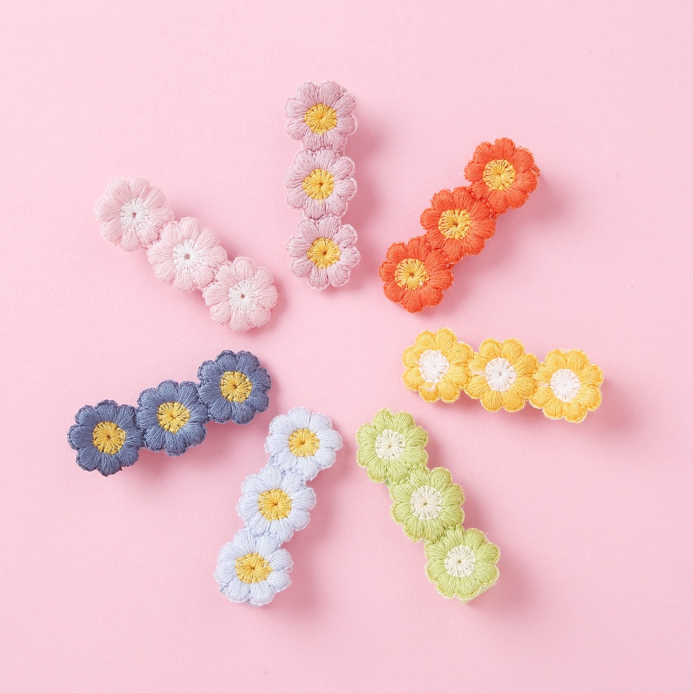 7 Color Beauty Daisy Hair Clips For Girls Cotton Knit Baby Hairpins Cute Flower Barrettes Fashion BB Clip Hair Accessories