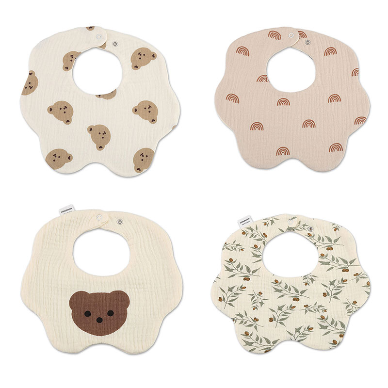 Infant Boys Girls Bandana Round Cartoon Scarf Flower Saliva Towel Newborn Cute Burp Cloth Soft Cotton Feeding Bibs for Kid