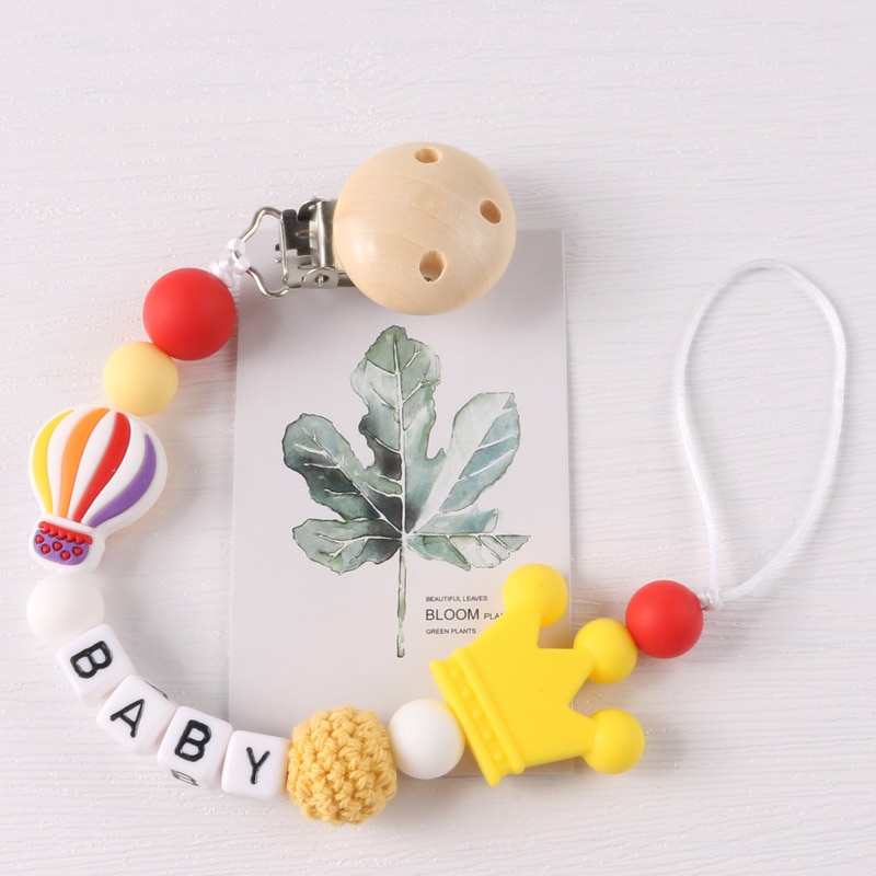 Personalized Name Silicone Balloon Pacifier Clips Chains Teether Anti-Drop Chain Molar Chain Dummy Holder Baby Products