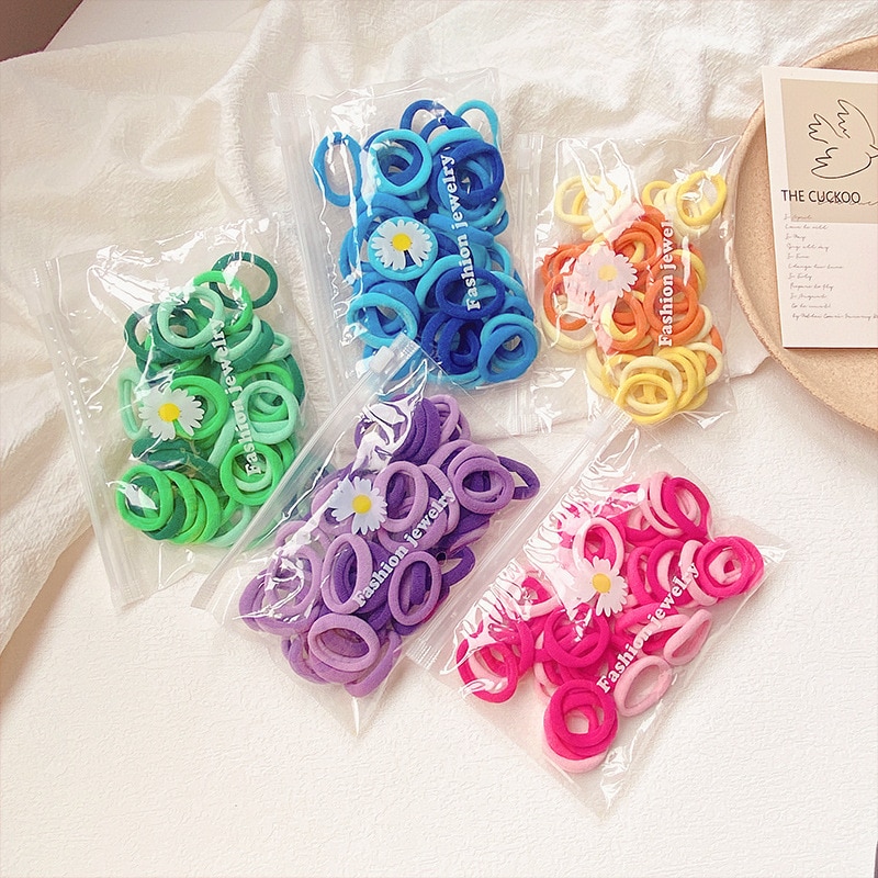 50 Piece/lot Elastic Hair Bands For Girls Baby Hair Accessories Hair Ties Candy Color Hair Wear Rubber Bands Hair Accessori
