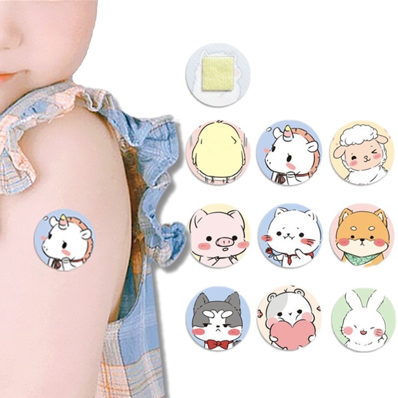 120Pcs Cartoon Patterned Mini Pinhole Wound Patch Tape Waterproof Band Aid Round Sticker Adhesive Plaster Bandages for Children