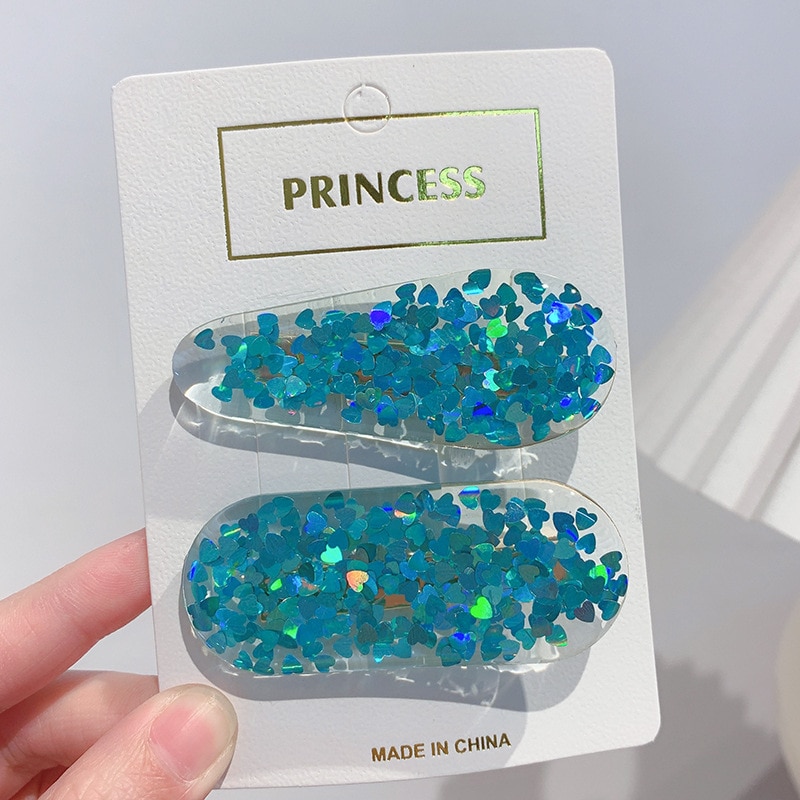 Quicksand Love Heart Clip Korean Hairpin Baby Princess Clip Hairpin Hair Banger Transparent Side Hairpin Girls Hair Pins