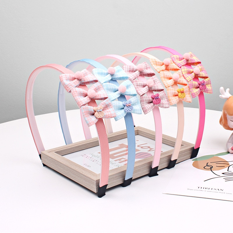 2022 New Girl Headband Cute Three Bow Tie Children's Hair Band Bow Hair Ties Hair Scrunchie Hair Ties Baby Hair Accessories