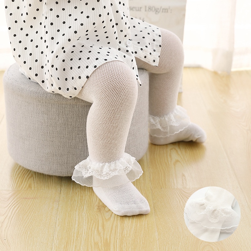 Spring Autumn Mesh Thin Infant Baby Pantyhose Kids Girls Princess Lace Tights Cute Bow Children Stockings Soft Summer Hosiery