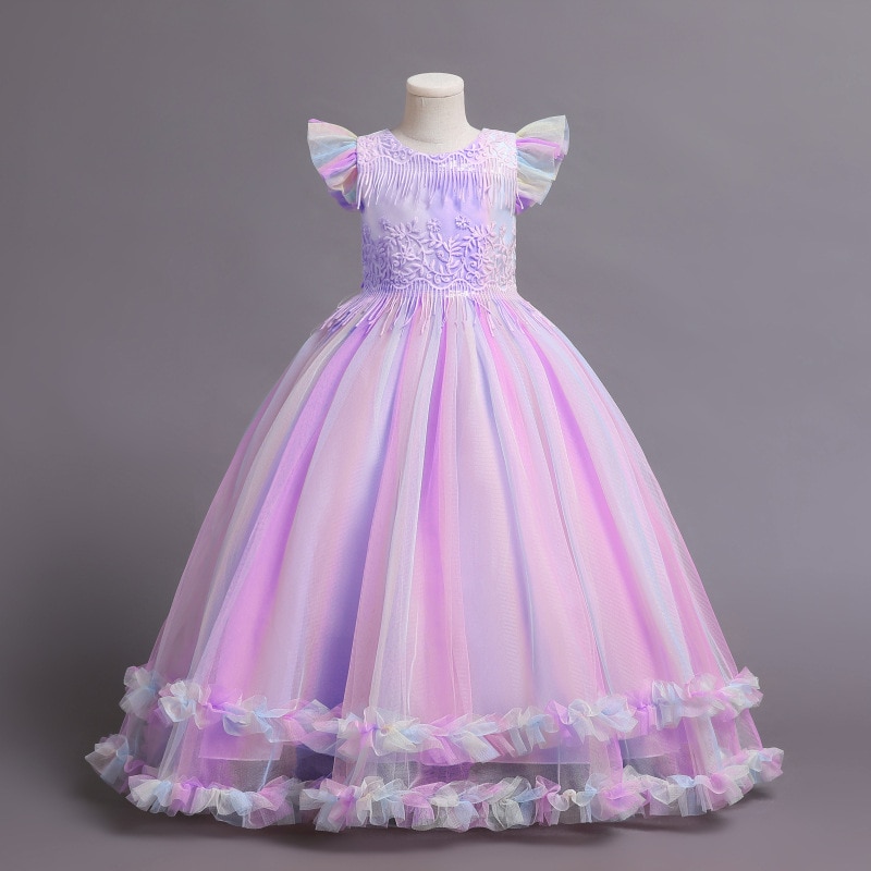 KEAIYOUHUO Summer Elegant Birthday Party Teenager Girls Fashion Clothes Cute Children's Pink Costume Princess Evening Dress