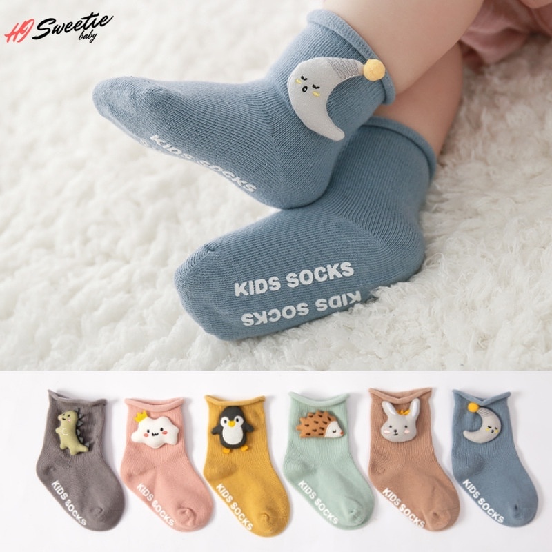 Cartoon Baby Socks Spring Autumn Combed Cotton Loose Mouth Boneless Baby Socks Children's Non-slip Floor Socks