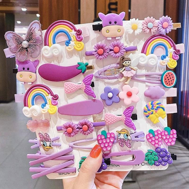 14Pcs Kids Hair Pin Baby Hair Accessories Cute Fruits Barrettes Sweet Girls Hairpins Popular Hair Clips For Kids Headdress