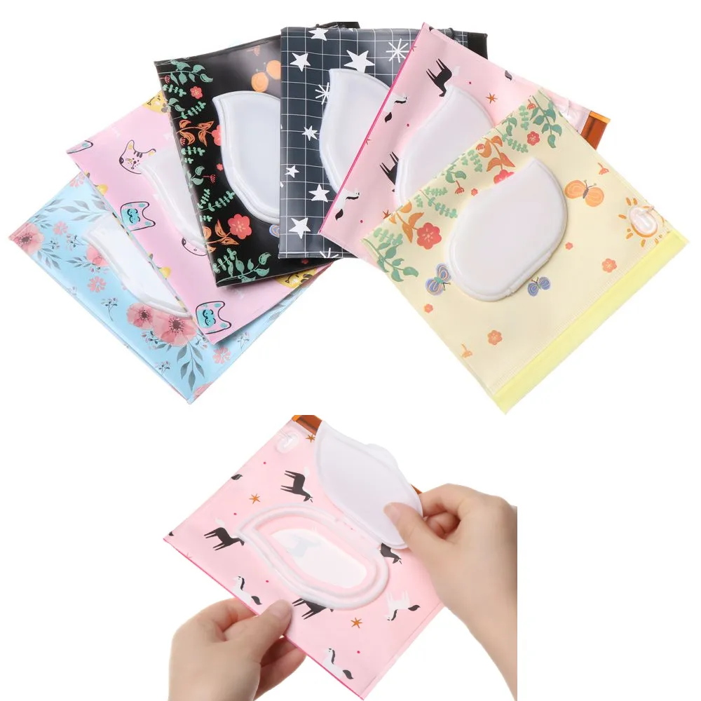 EVA Fashion Wipes Carrying Case Clutch and Clean Wet Wipes Bag for Outdoor Stroller Cosmetic Pouch with Easy-Carry Snap-Strap