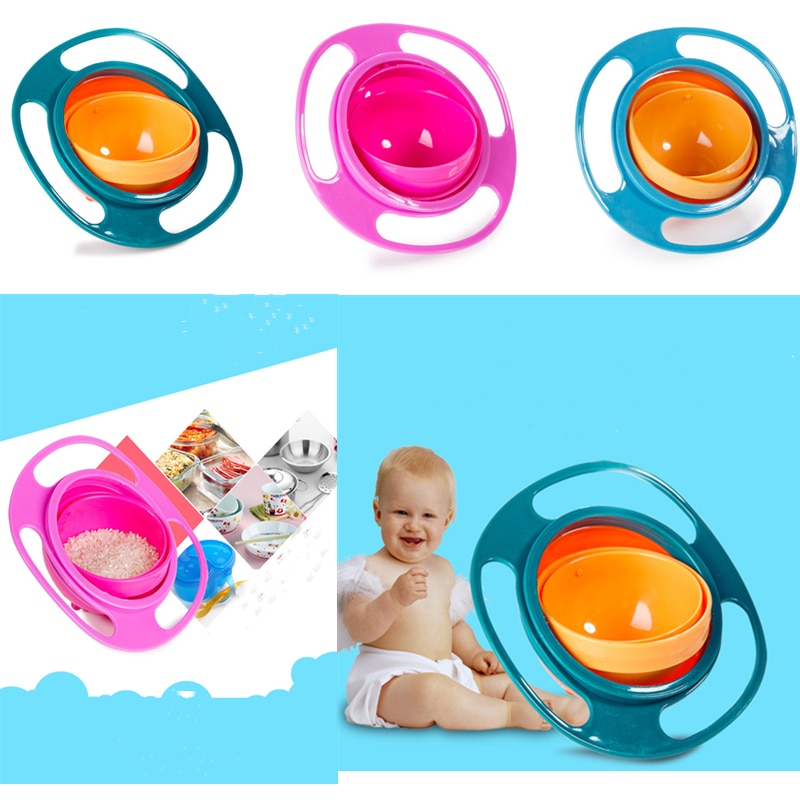 Universal Gyro Training Bowl Practical Design Children Rotary Balance Novelty 360 Degrees Rotate Spill-Proof Baby Feeding Dishes