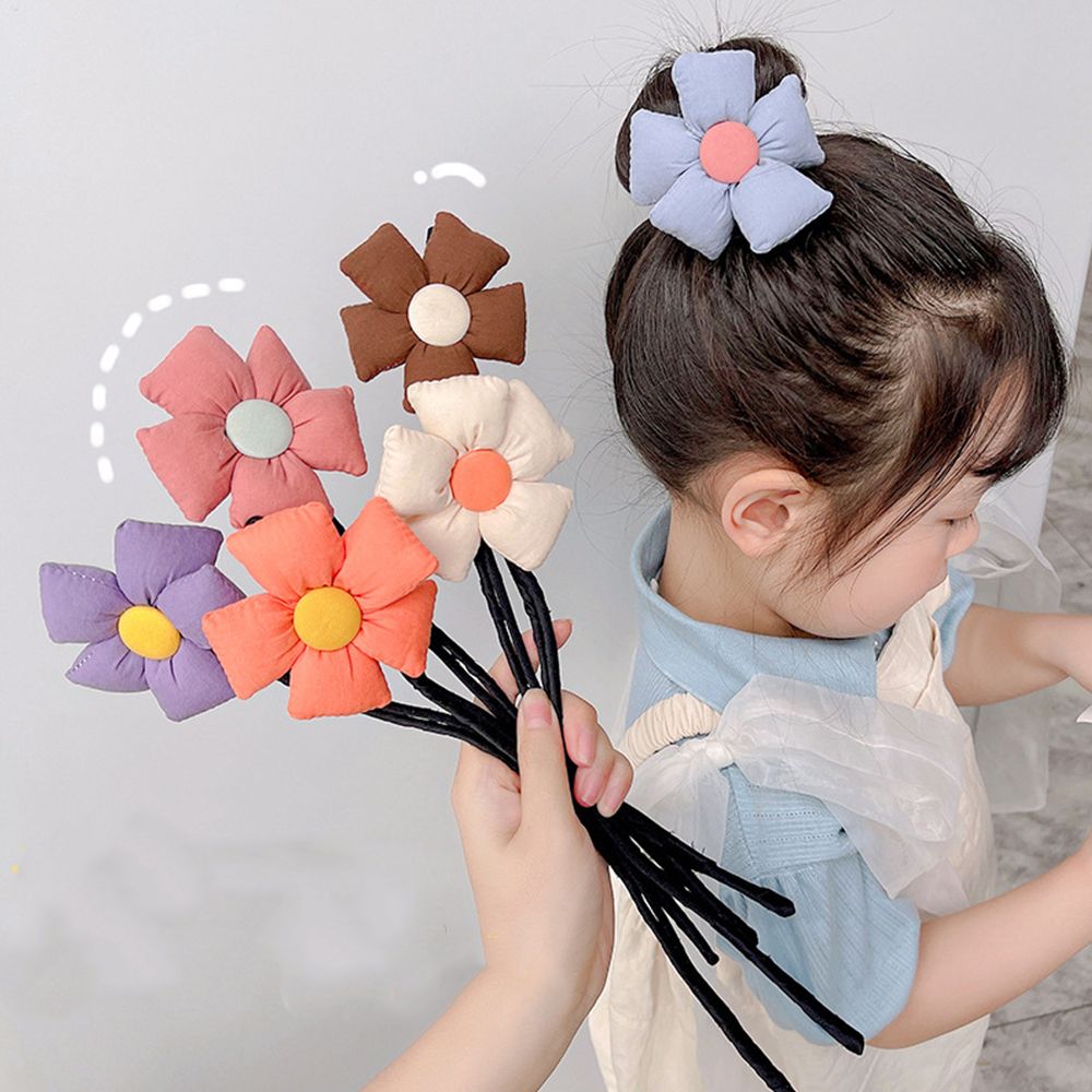 Baby Girls Hair Clips Pins Lazy Ponytail Holder Flower Wire Bun Head Rope Hairband Coiler Clip Hair Accessories
