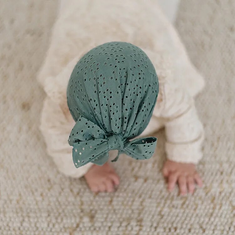 Fashion Newborn Infant Toddler Turban Hats Hollow Bows Knot Beanie Sun Hat for Baby Girls Hair Accessories Kids Headwear Gifts