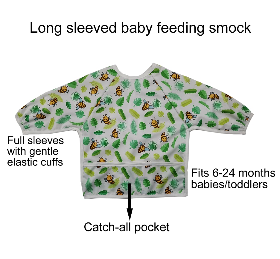 NaughtyBaby Bibs Waterproof Kid Eating Clothing Children's Long Sleeves Feeding Smock Bib Baby Apron cowboy baby Bibs 20pcs