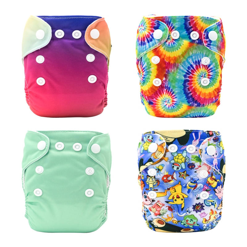 Newborn All In One Cloth Diaper Reusable&Washable Baby Cloth Nappy Waterproof PUL Suede Cloth Lining 2 Layers Microfiber Ins