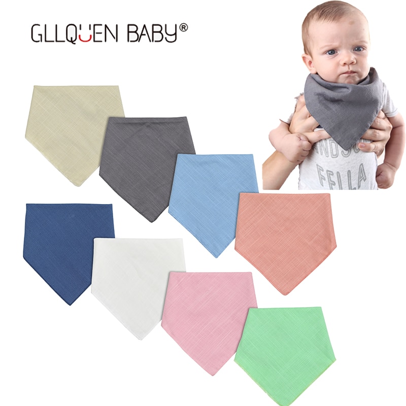 Baby Bibs 100% Muslin Cotton Bibs Newborn Solid Color Soft Triangle Towel Infant Burp Cloths Scarf Unisex Baby Feeding Bibs