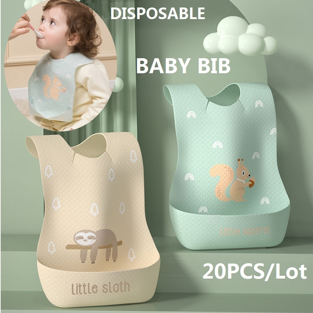 20PCS Disposable Baby Bib Convenient Portable Waterproof Bibs for Children Scarf for Stuff Boys Girls Kids Feeding Protection