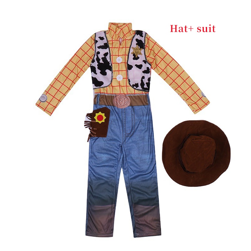 2022 New Children's Cowboy Sheriff Woody Cosplay Costume Hat Badge 3-Piece Boy Carnival Party Halloween Costume 2-8 Years O