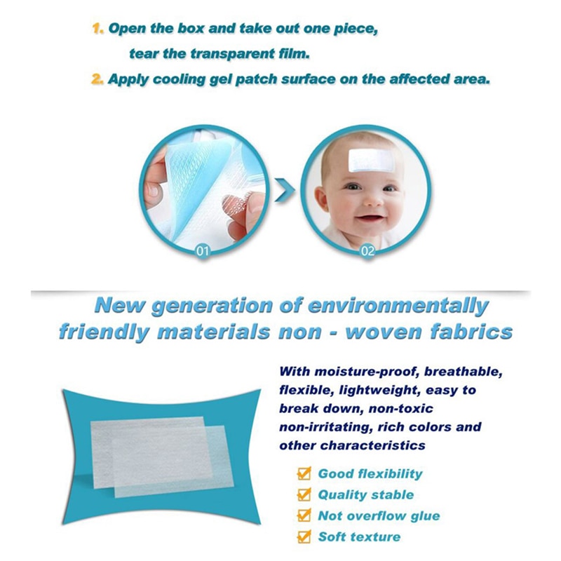 6 Sheets Kids Cooling Patches For Fever Cooling Gel Patch Cooling Relief