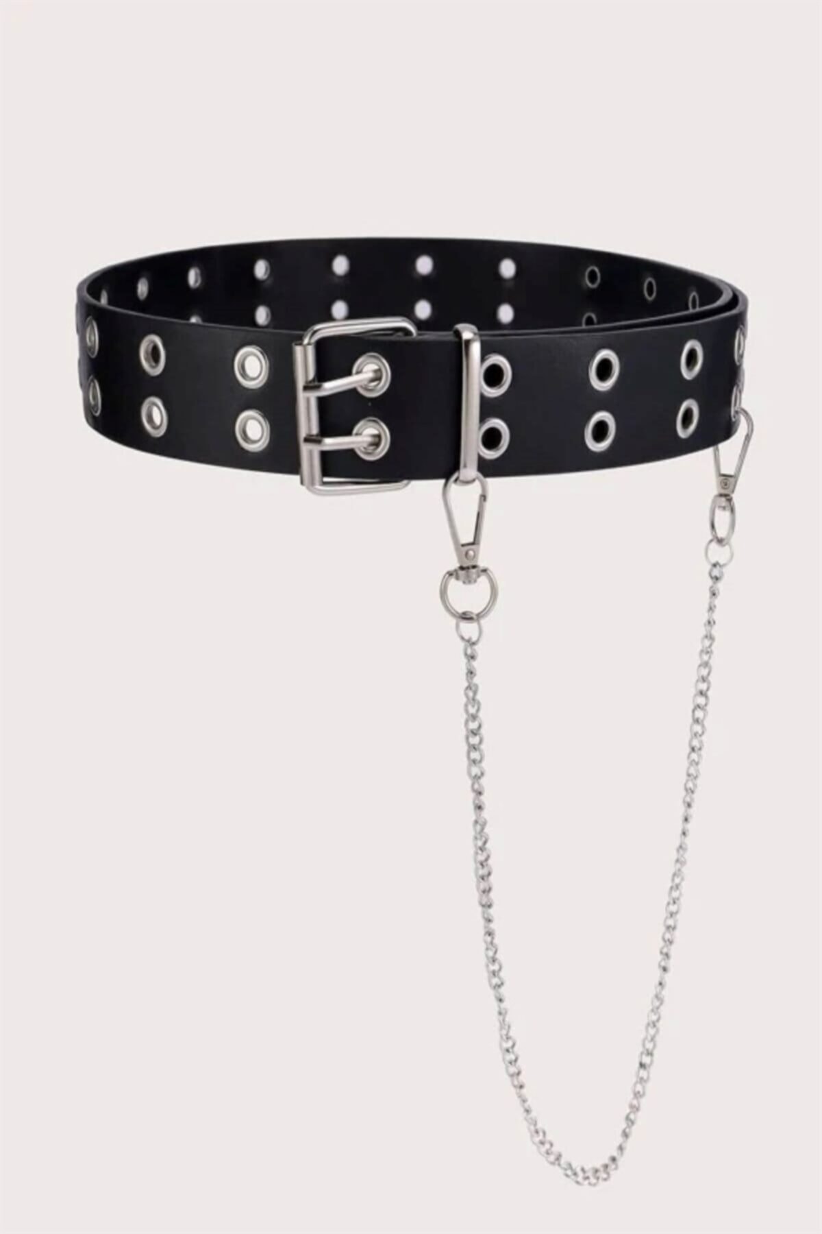 Unisex Eyelet Chain Detail Belt