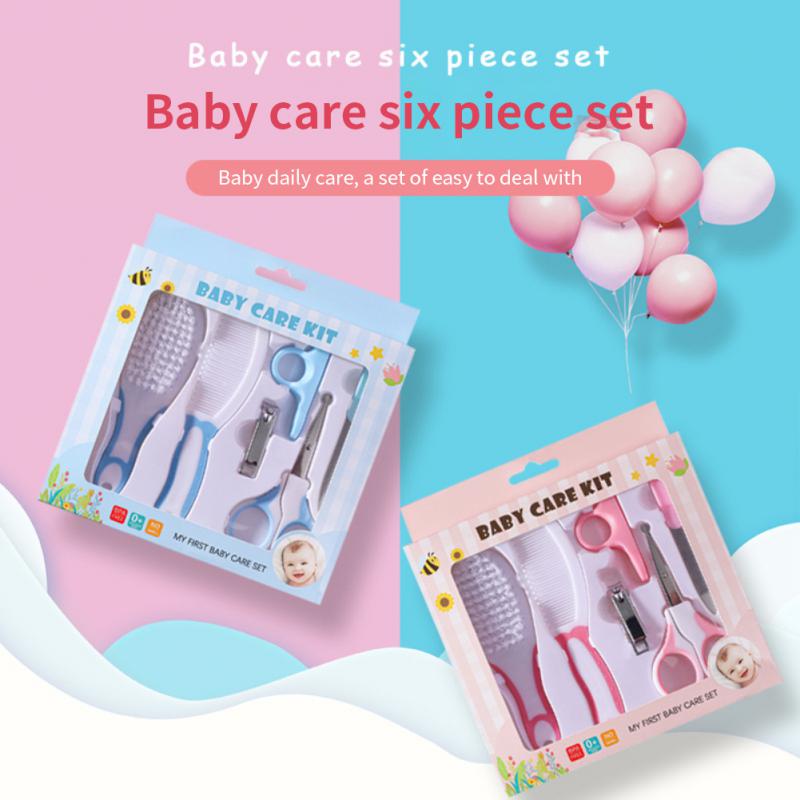 Baby Nail Care Tools Baby Care Cleaning 6-Piece Set Nail Clipper Combination Set Baby Safety Brush Gift Box Baby Care
