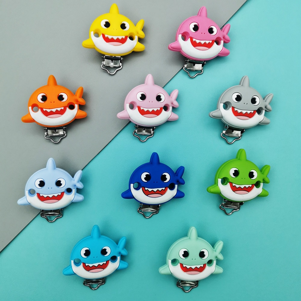 45*50mm 3PC/lot Silicone Shark Clips Baby Teething Pacifier Chains Necklace Accessories Components Anti-drop Clip Kawaii Gifts