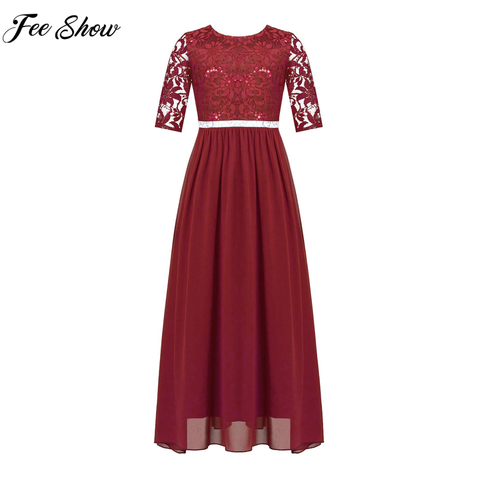 Teen Girls Elegant Chiffon Maxi Dress Shiny Rhinestone Backless Lace Bodice Floor-length Pageant Wedding Birthday Party Dresses